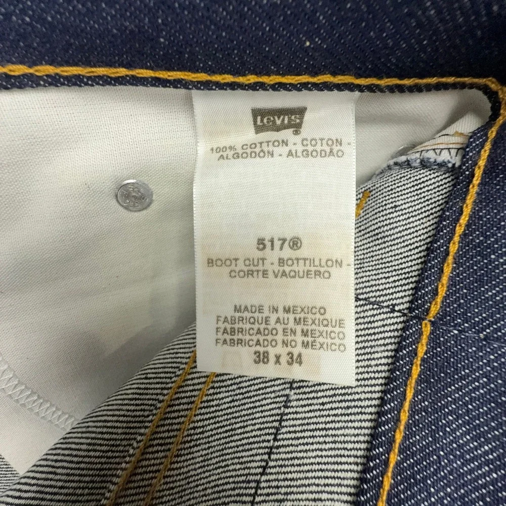 Levis 517 Bootcut Slim Fit Jeans Mens 38x34 Dark Wash Indigo Denim 00517-0217